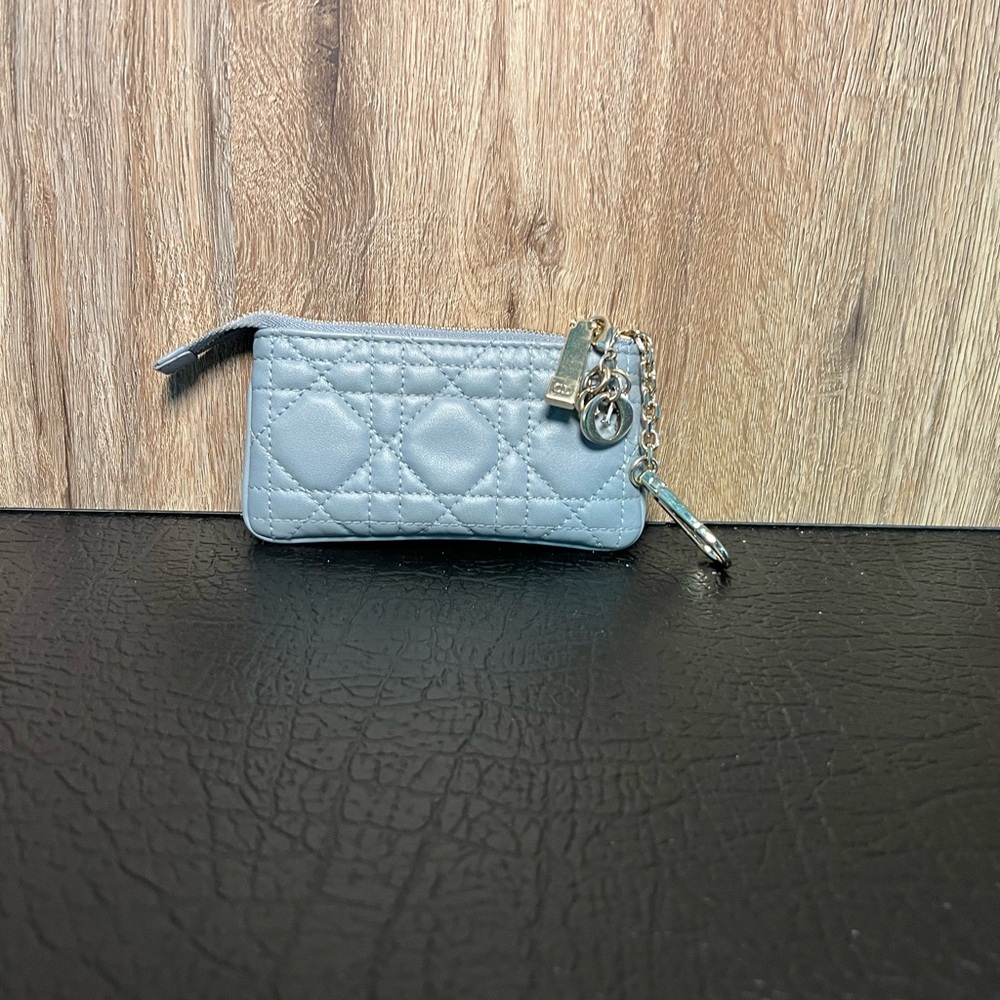 Dior Sky Blue Quilted Key Holder